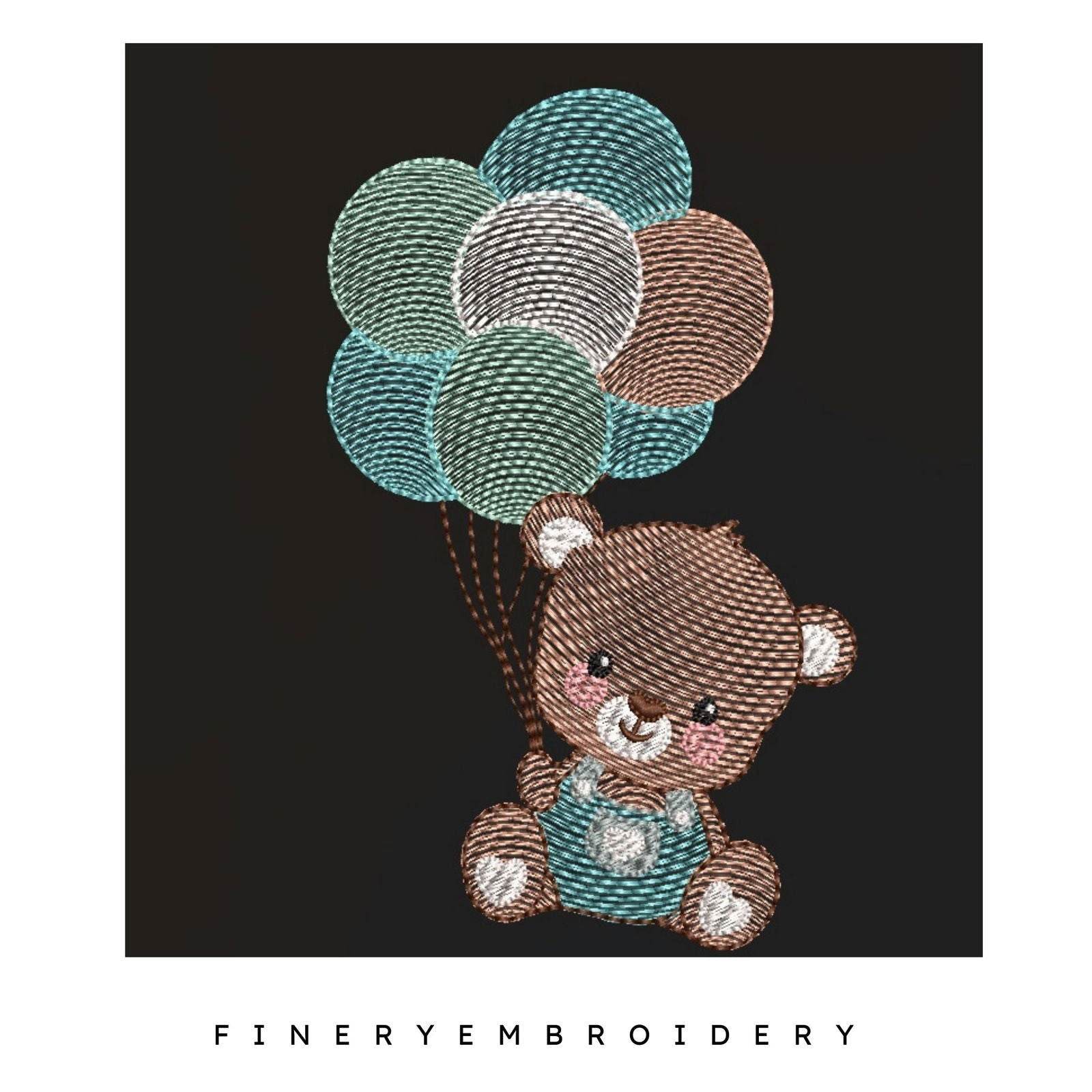 Teddy bear and balloons - Embroidery designs Pack - Image 3