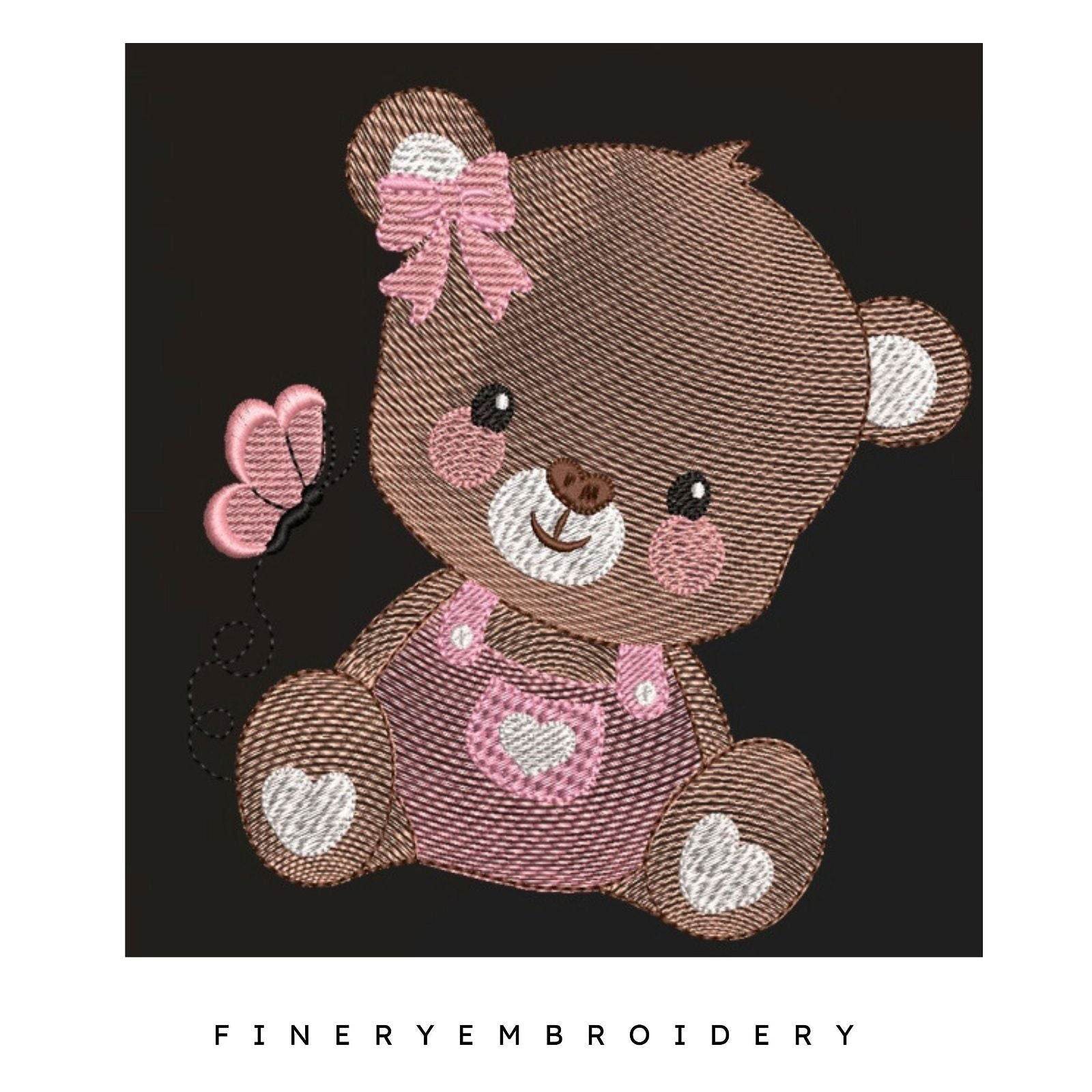 Teddy bear and butterfly - Embroidery design - Image 2