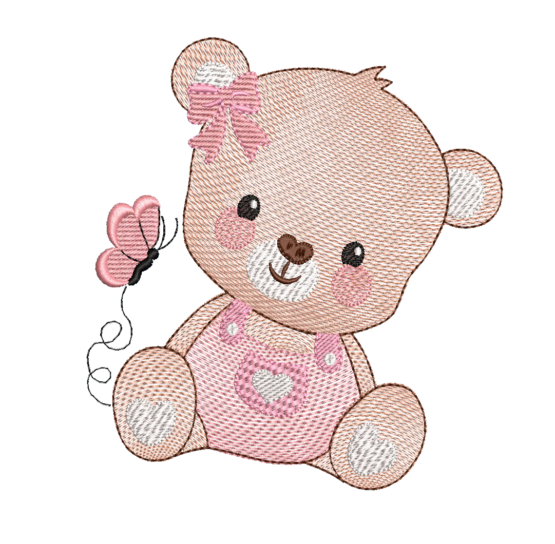 Teddy bear and butterfly - Embroidery design - Image 3