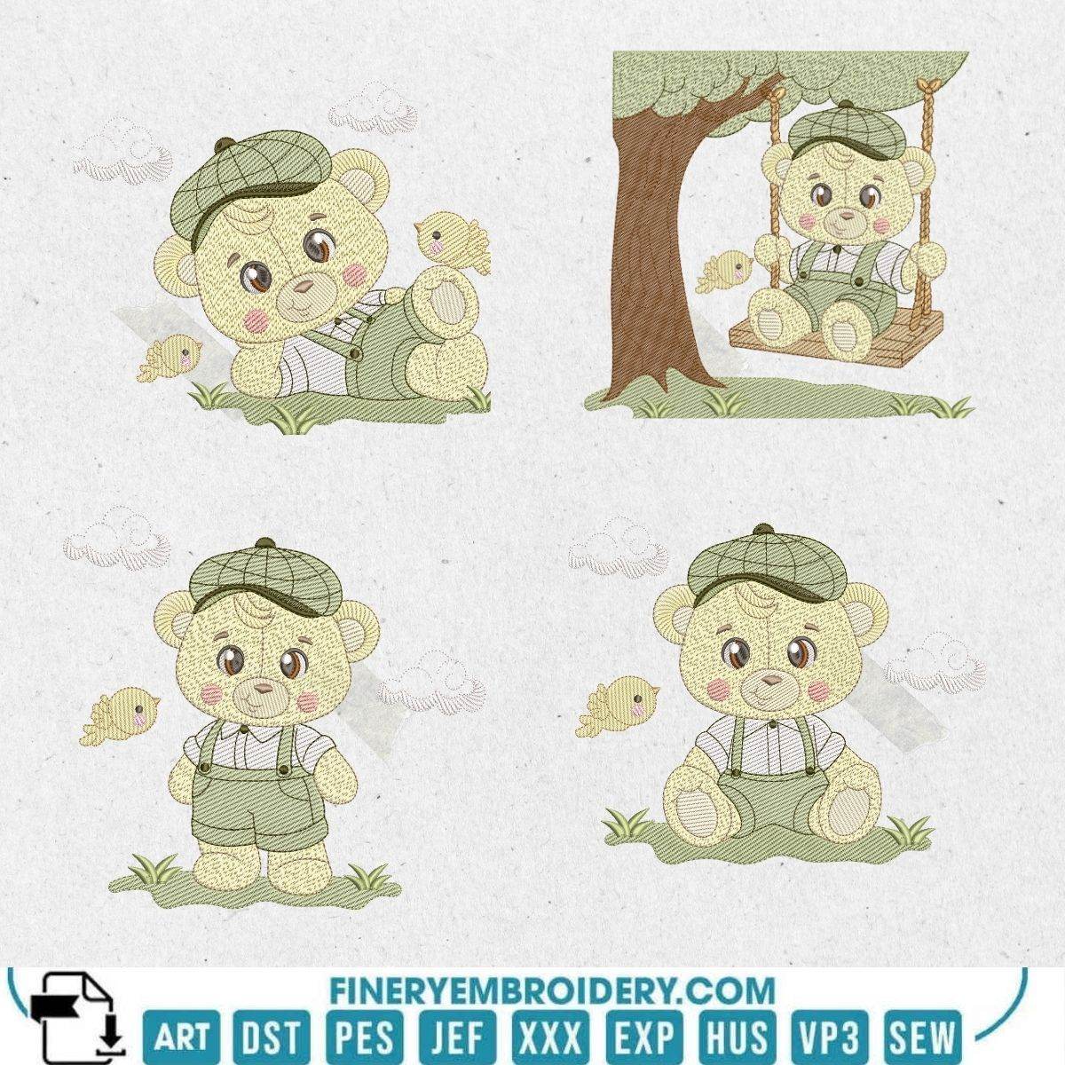 Teddy Bear in garden Embroidery Design Pack – 11 Designs in Multiple Sizes - Image 2