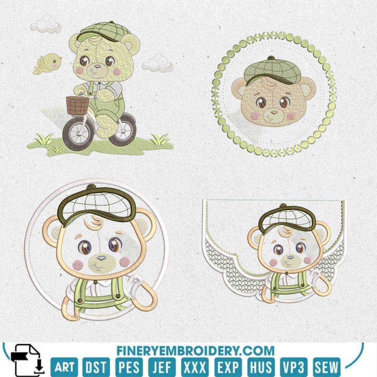 Teddy Bear in garden Embroidery Design Pack – 11 Designs in Multiple Sizes - Image 3