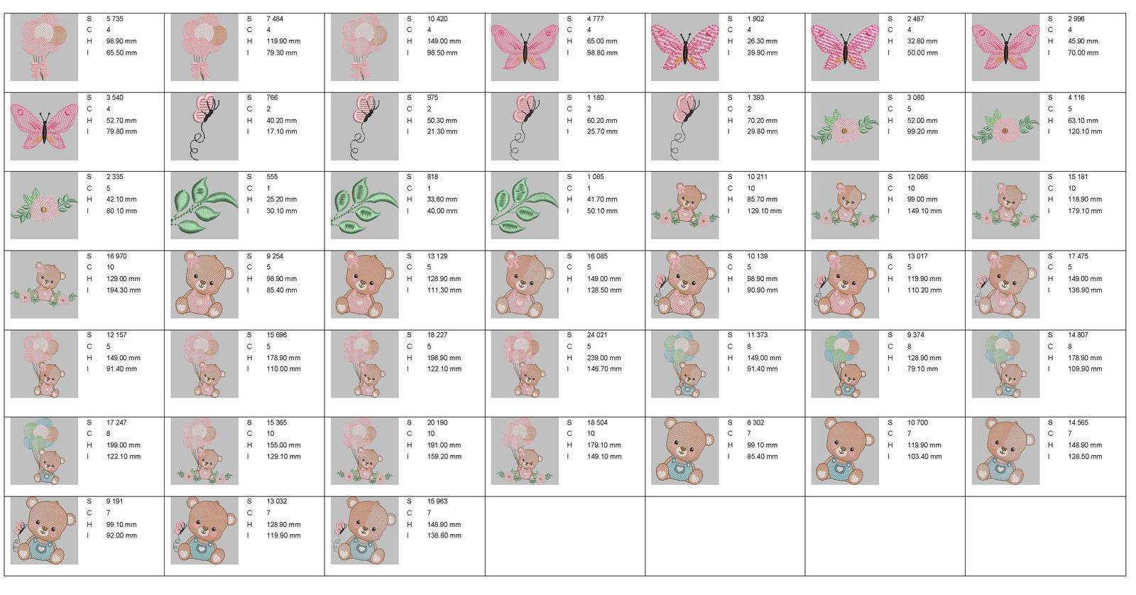 Teddy Bears and Balloons Embroidery Design Pack in Multiple Sizes - Image 3