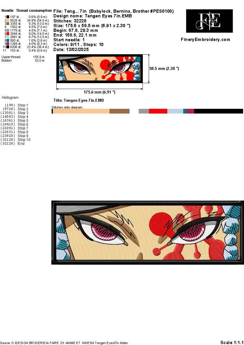 Tengen Eyes Embroidery Design – 3 Sizes - Image 3