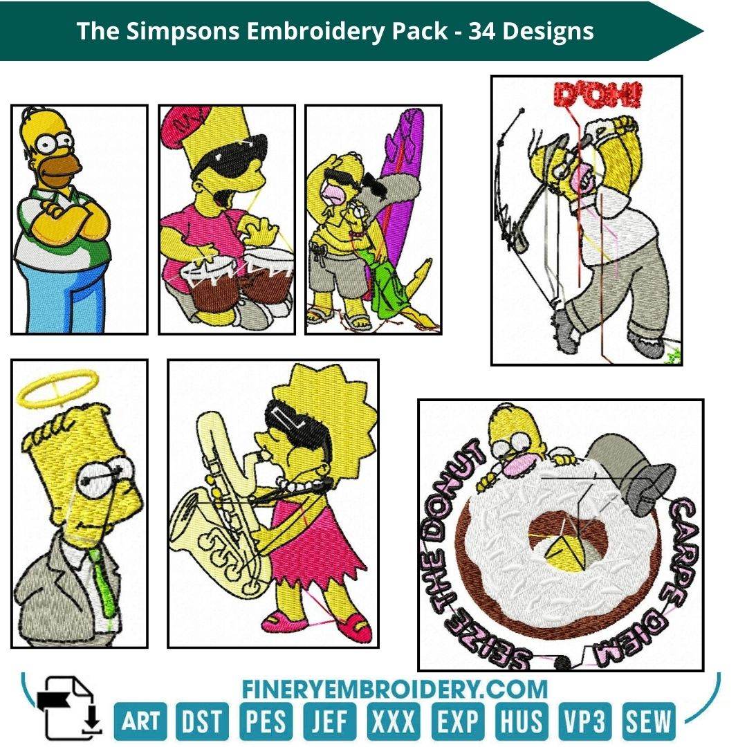 The Ultimate Simpsons Embroidery Design Pack – Bring Springfield to Life!