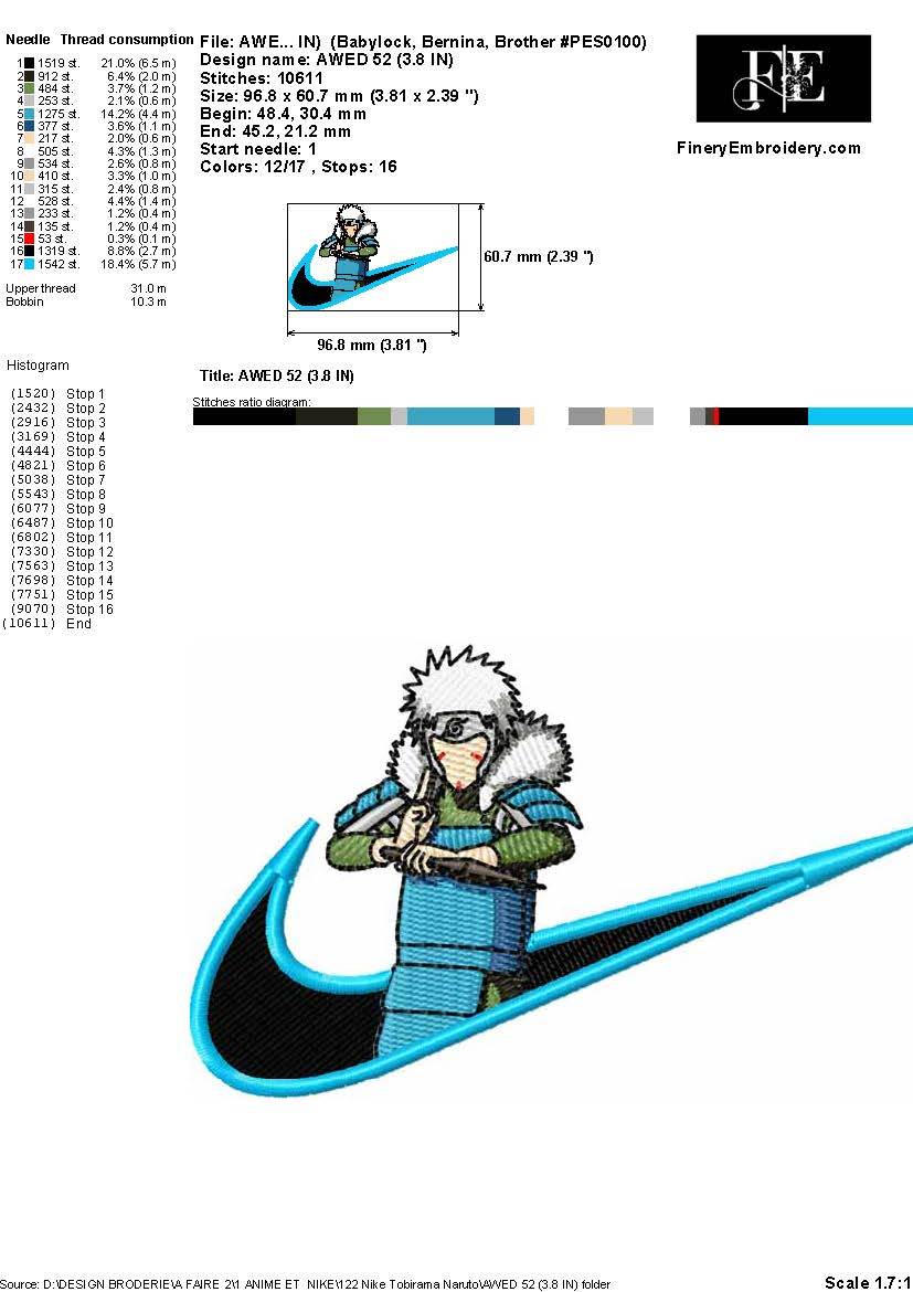 Tobirama Nike Swoosh Embroidery Design – Naruto’s Legendary Hokage - Image 2