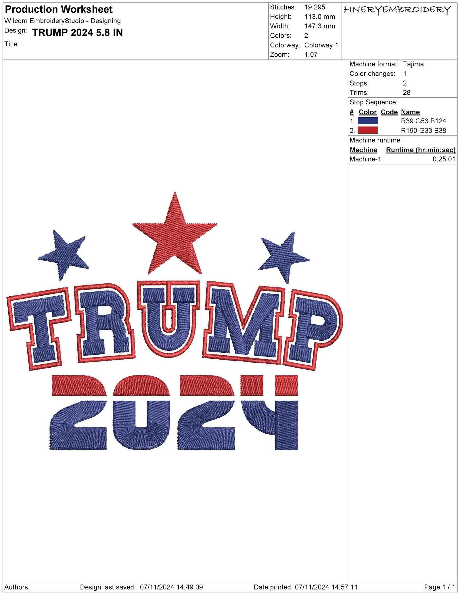Trump 2024 Embroidery Design – Patriotic Embroidery Design - Image 4
