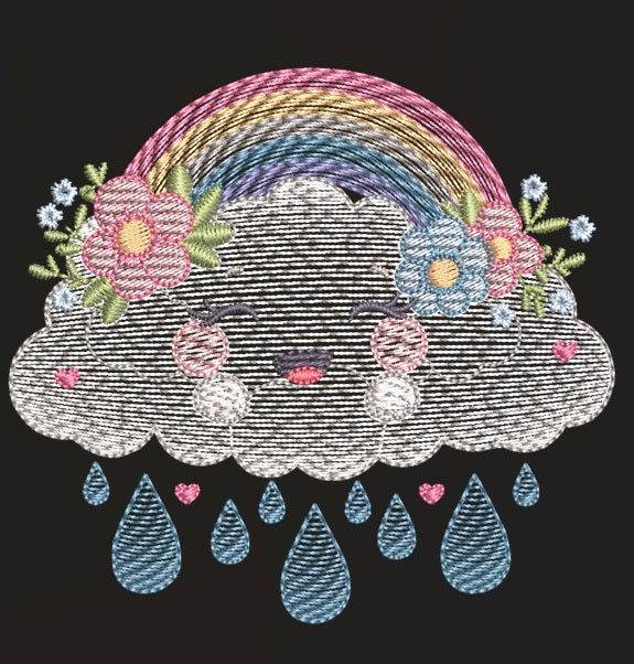 Whimsical cloud adorned with colorful rainbows – 7 Sizes - Image 2