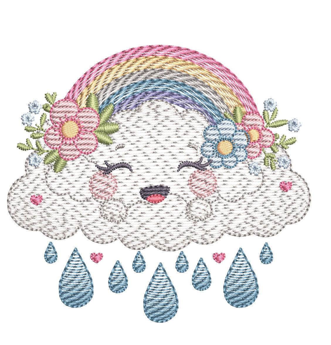 Whimsical cloud adorned with colorful rainbows – 7 Sizes - Image 3