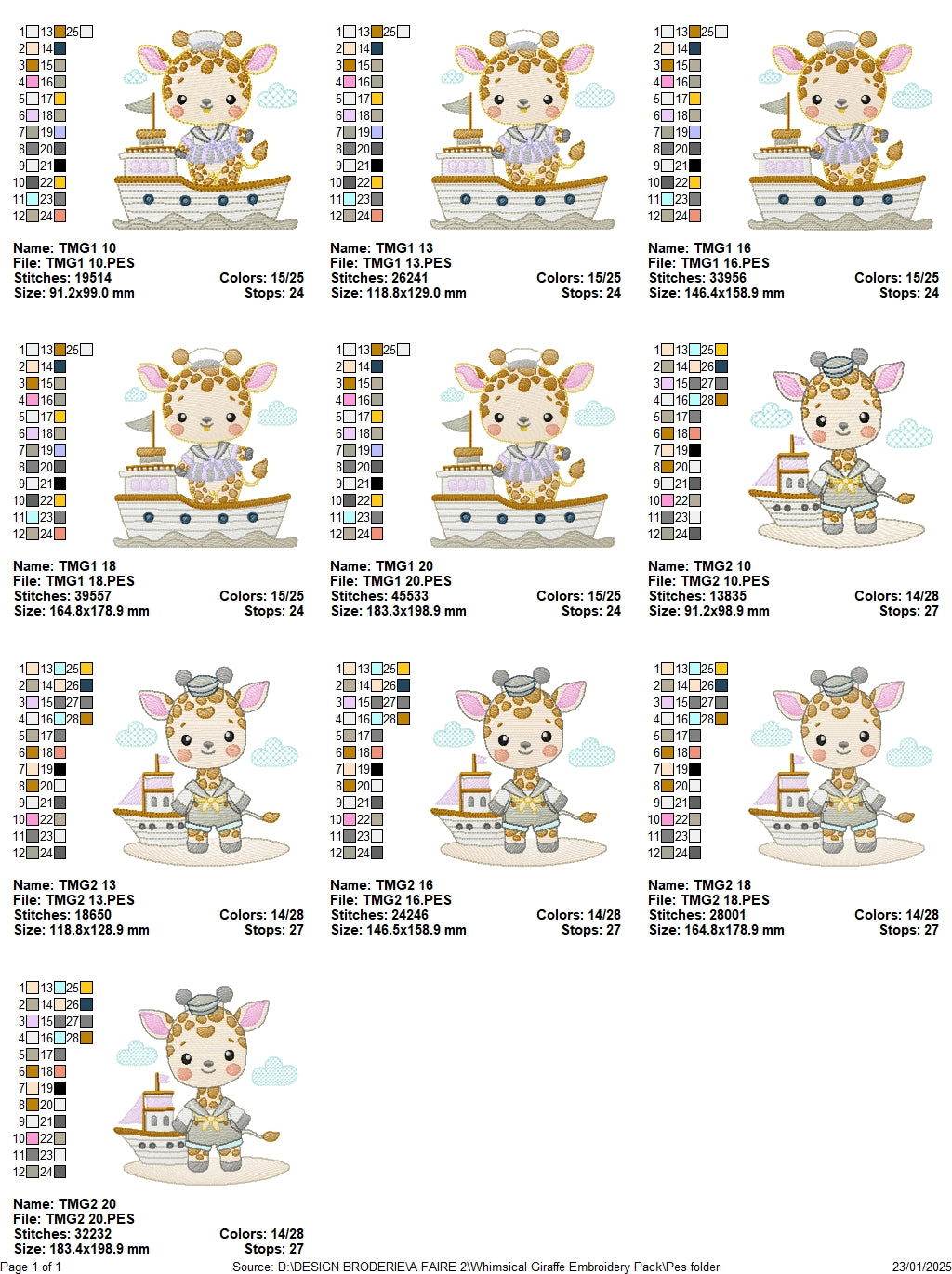 Whimsical Giraffe Embroidery Pack - Image 2