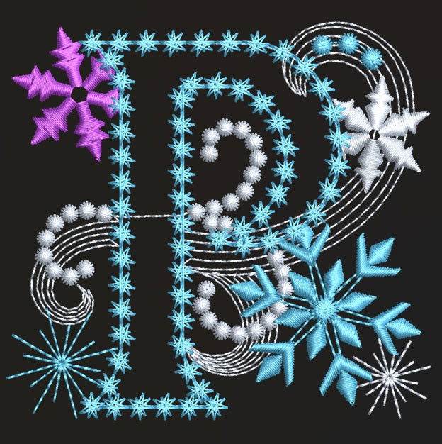 Winter Snowflake Alphabet Embroidery Design Pack – 26 Letters in 2 Sizes | FineryEmbroidery - Image 2